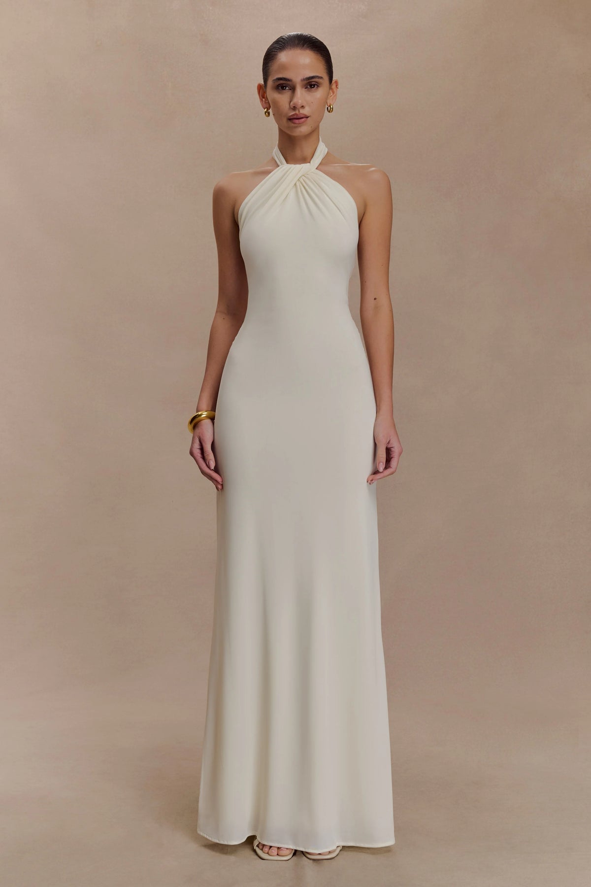 Elyna Slinky Halter Maxi Dress - Ivory