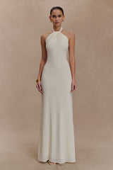 Elyna Slinky Halter Maxi Dress - Ivory