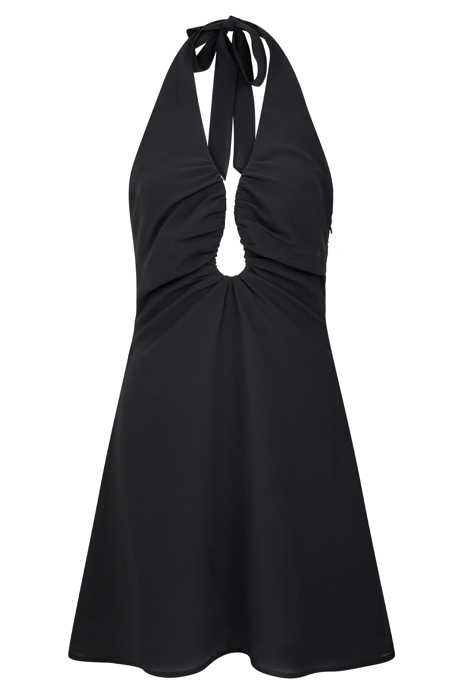 Malakhai Chiffon Halter Mini Dress - Black